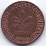 1 пфенниг 1966 Германия - 1 pfennig 1966 Germany, J, из оборота