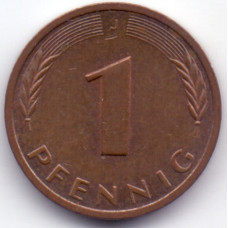 1 пфенниг 1985 Германия - 1 pfennig 1985 Germany, J, из оборота