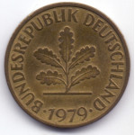 10 пфеннигов 1979 Германия - 10 pfennig 1979 Germany, F, из оборота