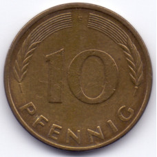 10 пфеннигов 1981 Германия - 10 pfennig 1981 Germany, F, из оборота