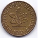 10 пфеннигов 1981 Германия - 10 pfennig 1981 Germany, F, из оборота