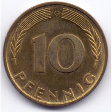 10 пфеннигов 1989 Германия - 10 pfennig 1989 Germany, G, из оборота