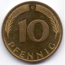 10 пфеннигов 1994 Германия - 10 pfennig 1994 Germany, G, из оборота