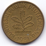 10 пфеннигов 1981 Германия - 10 pfennig 1981 Germany, J, из оборота