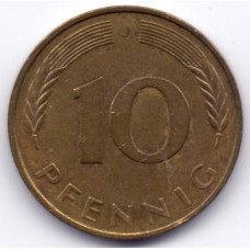 10 пфеннигов 1982 Германия - 10 pfennig 1982 Germany, J, из оборота