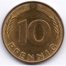 10 пфеннигов 1989 Германия - 10 pfennig 1989 Germany, J, из оборота