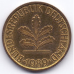 10 пфеннигов 1989 Германия - 10 pfennig 1989 Germany, J, из оборота