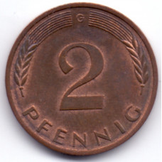 2 пфеннига 1984 Германия - 2 pfenniga 1984 Germany, G, из оборота