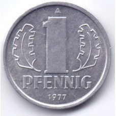 1 пфенниг 1977 Германия (ГДР) - 1 pfennig 1977 Germany (GDR), из оборота