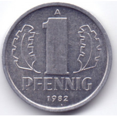 1 пфенниг 1982 Германия (ГДР) - 1 pfennig 1982 Germany (GDR), из оборота