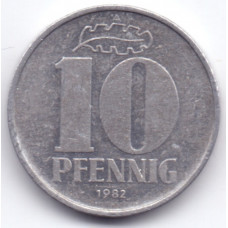 10 пфеннигов 1982 Германия (ГДР) - 10 pfennig 1982 Germany (GDR), из оборота