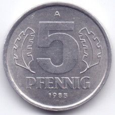 5 пфеннигов 1983 Германия (ГДР) - 5 pfennig 1983 Germany (GDR), из оборота