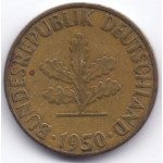 5 пфеннигов 1950 Германия - 5 pfennig 1950 Germany, G, из оборота