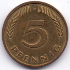 5 пфеннигов 1987 Германия - 5 pfennig 1987 Germany, G, из оборота
