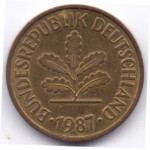 5 пфеннигов 1987 Германия - 5 pfennig 1987 Germany, G, из оборота