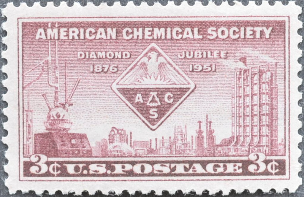 Chemical society. Американское химическое общество. Марки USA. Америка 1951. Американские марки промышленности.